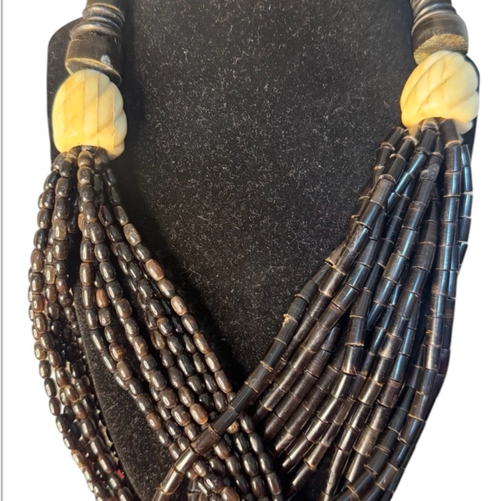 Monies Black and Cream Multi-Strand Necklace